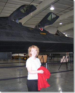 Shannon in front of an SR-71 Blackbird